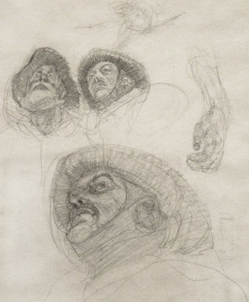 Untitled [Study of Fishermen in Sou'wester Hats]