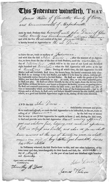 1820 Indenture between James Wilson and Capt. John Davis