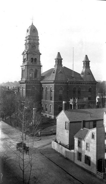 View from roof of new YMCA building showing Dale Avenue and City Hall, 1909.