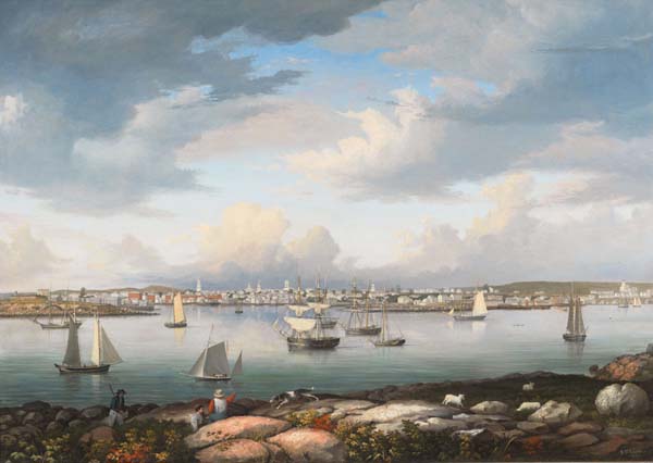 Fitz Henry Lane (1804-1865). Gloucester Harbor from Rocky Neck, 1844. Oil on canvas. Gift of Jane Parker Stacy, 1948. [Acc. #1289a]